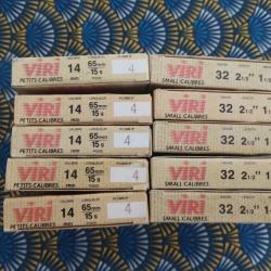 Lot de 100 cartouches VIRI Cal 14mm - BG - Plomb 4 - 15g. SANS PRIX DE RESERVE