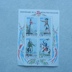 planche de 4 timbres 2,20 francs bicentenaire de la révolution française 1989