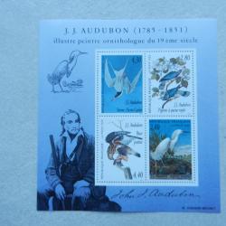 planche de 4 timbres J.J.Audubon 1785 1851 - la Poste 1995