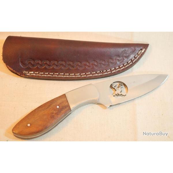 Beau couteau chasse - western en bon tat   lame ajour  profil de cerf REF EBR24CHA005