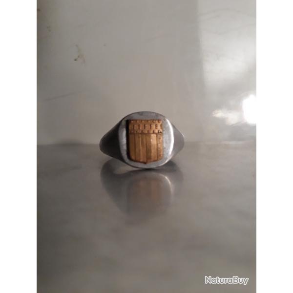 Artisanat de tranches BZH Rare bague de poilu armoirie de Rennes blason Bretagne