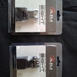 Guidon et hausse rabattables pour AR15, rail Picatiny