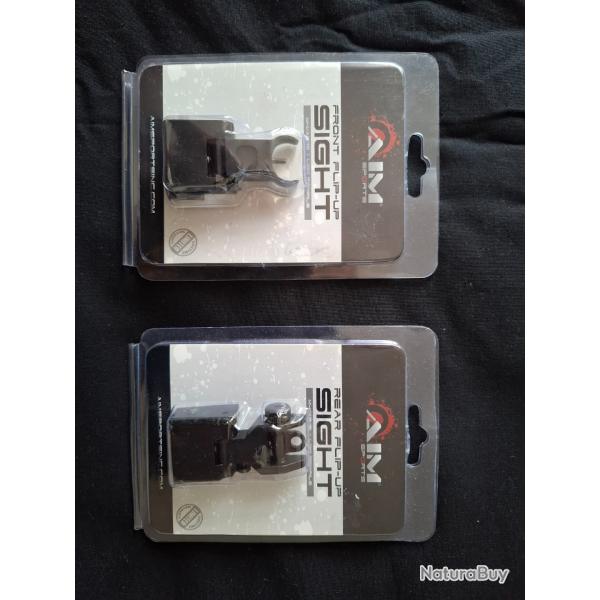 Guidon et hausse rabattables pour AR15, rail Picatiny