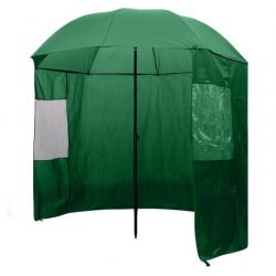Parapluie pêche polyester vert 240x210 cm imperméable avec paroi latérale