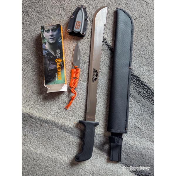 * 1 Couteau Bear Grylls / machette Amazone inox 59 cm *