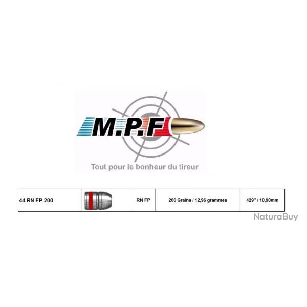 250 Balles MPF Ogives plomb 44 RNFP 200 Gr  429" en port gratuit