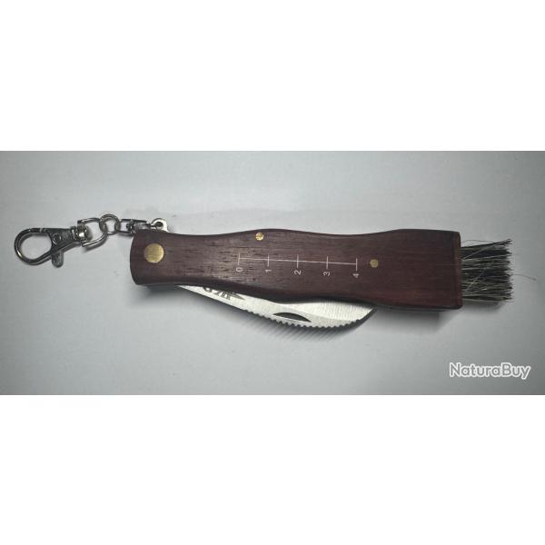 Couteau  champignons multifonction avec brosse - Manche bois - Neuf