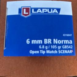 100 cartouches LAPUA 6 mm BR Norma