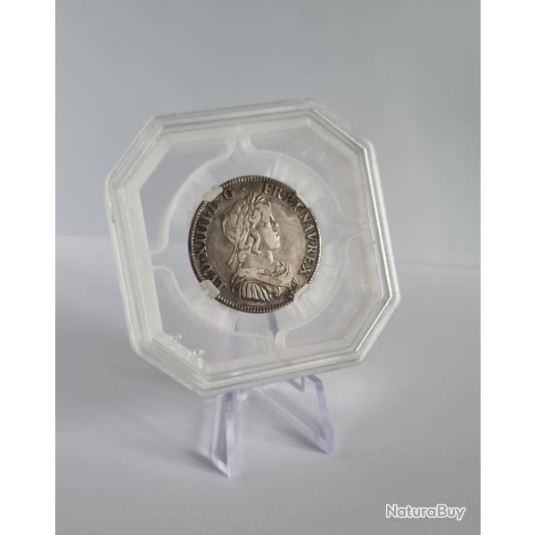 Superbe Quart cu 1644 A Louis XIV (XIIII , 14 ) Paris Mche Courte 1er Semestre Sous Coque GENI 1/4