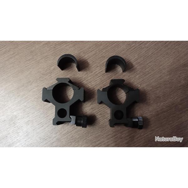 2 anneaux de montage lunette sniper airsoft