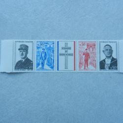 4 timbres neufs 0,50 francs hommage au Général De Gaulle 1971