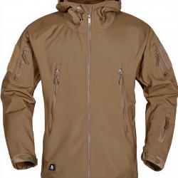 Veste Softshell taille S à 3XXL avec doublure Polaire Chaude Imperméable avec capuche Kaki