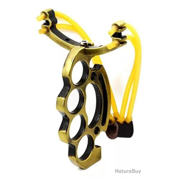 Lance Pierre Poing Amricain Fronde 2 Elastiques en Mtal Trs Puissante Chasse