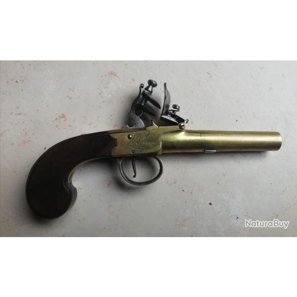 Pistolet silex marine Anglais en bronze