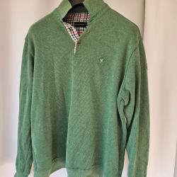 Pull à col polo de marque Ethnic Blue en coton et polyester vert