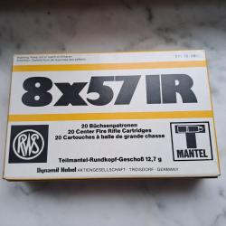 Cartouche calibre 8x57 jr .