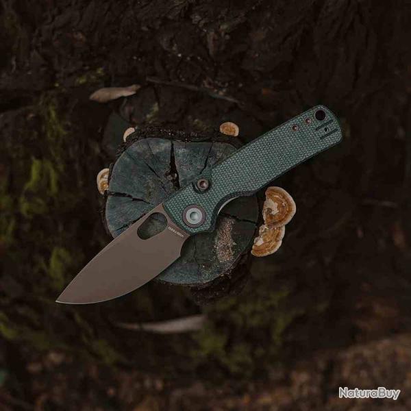 Couteau Vosteed Porcupine Lame Acier 14C28N Manche Micarta (Vert) Top Liner Lock IKBS VOSA2609