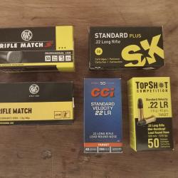 Lot munitions 22lr.5 boites neuves.