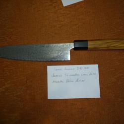 couteau cuisine damas 210 mm bout pointu