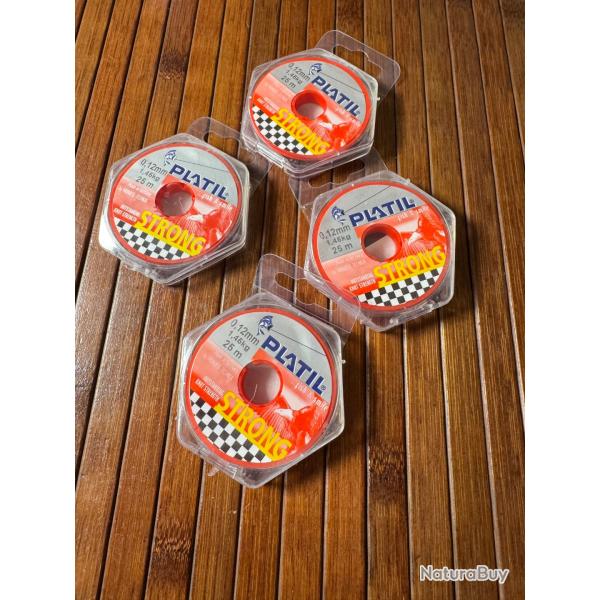 LOT PCHE DESTOCKAGE 4 BOBINES PLATIL Nylon Platil Strong Brun