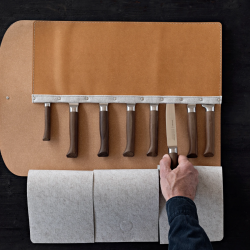 Natte de rangement 8 couteaux - cuir régénéré & feutrine recyclée (Malette vide)