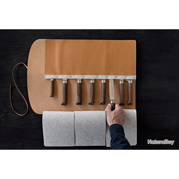 Natte de rangement 8couteaux - cuir rgnr & feutrine recycle (Malette vide)