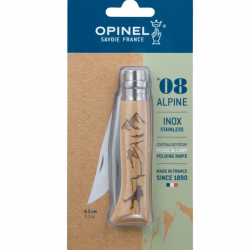 Opinel N°8 Sport « Gravé Escalade » - Couteau Outdoor - Manche Hêtre