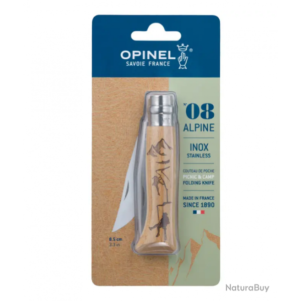 Opinel N8 Sport Grav Escalade - Couteau Outdoor - Manche Htre