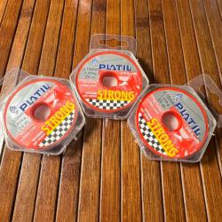 LOT PÊCHE DESTOCKAGE 3 BOBINES PLATIL Nylon Platil Strong Brun 0,10 mm