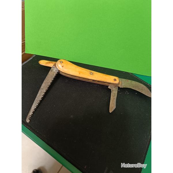 ancien couteau de poche  4 pices greffoir scie et autres a voir