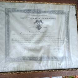 Diplôme de la légion d'honneur 1899