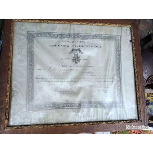 Diplme de la lgion d'honneur 1899