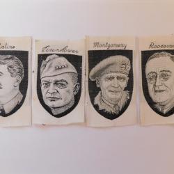 LOT 4 INSIGNES EN TISSU LIBERATION 1944-1945 BRELOQUES PORTRAITS MONTGOMERY ROOSEVELT EISENHOWER