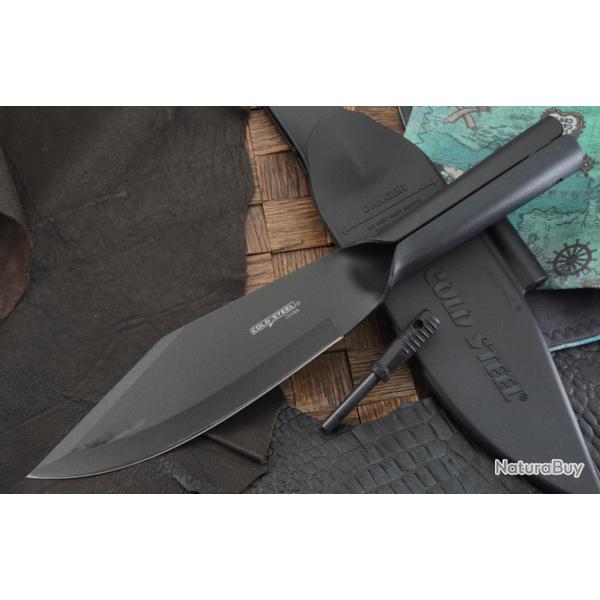Couteau Survie Cold Steel Bushman Bowie Lame Acier Carbone SK-5 Monobloc Etui Secure-Ex Allume Feu