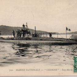 CPA - MARINE DE GUERRE  -  SOUS - MARIN "  CIGOGNE " N°4198