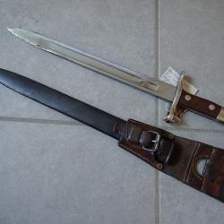 291574 Baionnette Suisse : fusil Rubin Schmidt 1889, 89/96 - Mdle 1900 à ergot. Avec porte fourreau