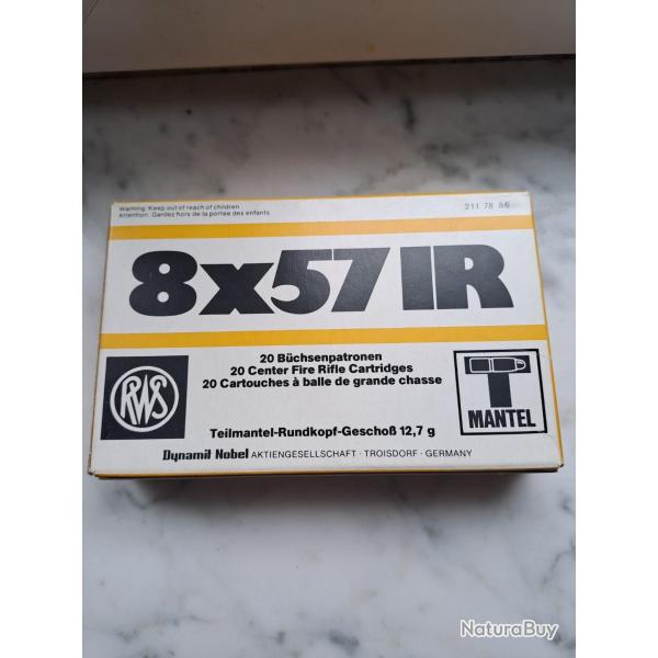 Lot de trois bote Cartouche calibre 8x57 jr .