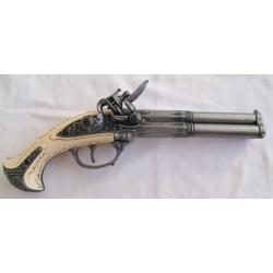 PISTOLET A SILEX 3 CANONS - DECO DENIX Ref.1309.