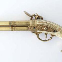 PISTOLET A SILEX 2 CANONS ROTATIFS FRANCE 18&egrave;me - DECO DENIX Ref.1305