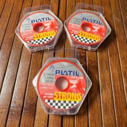 LOT PÊCHE DESTOCKAGE 3 BOBINES PLATIL Nylon Platil Strong Brun 0,14 mm