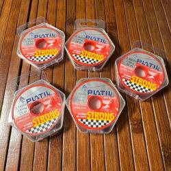 LOT PÊCHE DESTOCKAGE 4 BOBINES Nylon Platil Strong Brun divers diamètre : 0,08 mm 0,14 mm 0,16 mm