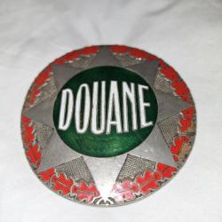 Plaque de baudrier moto ancienne de la Douane + repro carte douane 1946