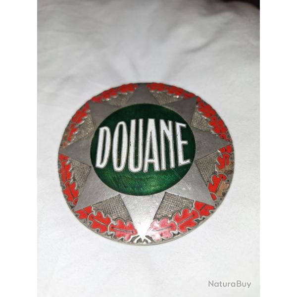 Plaque de baudrier moto ancienne de la Douane + repro carte douane 1946