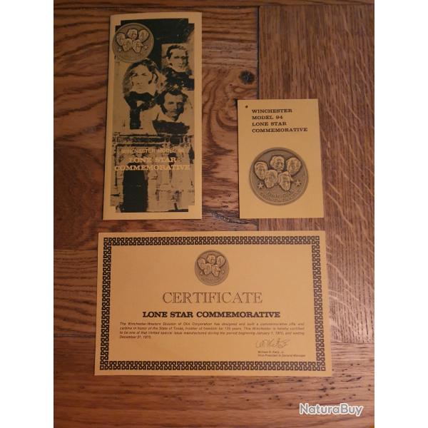 Winchester commmorative documents model 94  LONE STAR