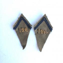 Patte de col - FR88720b Paire écusson col 126° rgt infanterie