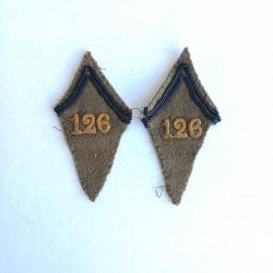 Patte de col - FR88720c Paire écusson col 126° rgt infanterie