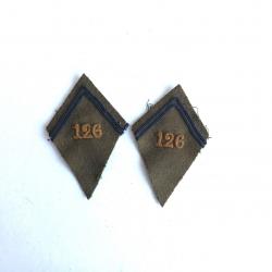 Patte de col - FR357320a Paire écusson col 126° rgt infanterie, pour capote
