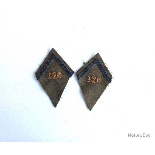 Patte de col - FR357320a Paire cusson col 126 rgt infanterie, pour capote