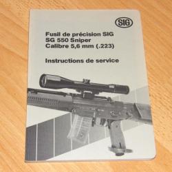 livre 66 pages notice fusil SIG SG 550 calibre 5.56 mm - VENDU PAR JEPERCUTE (TS336)