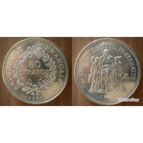 France 50 Francs 1978 Piece Hercules Argent Hercule